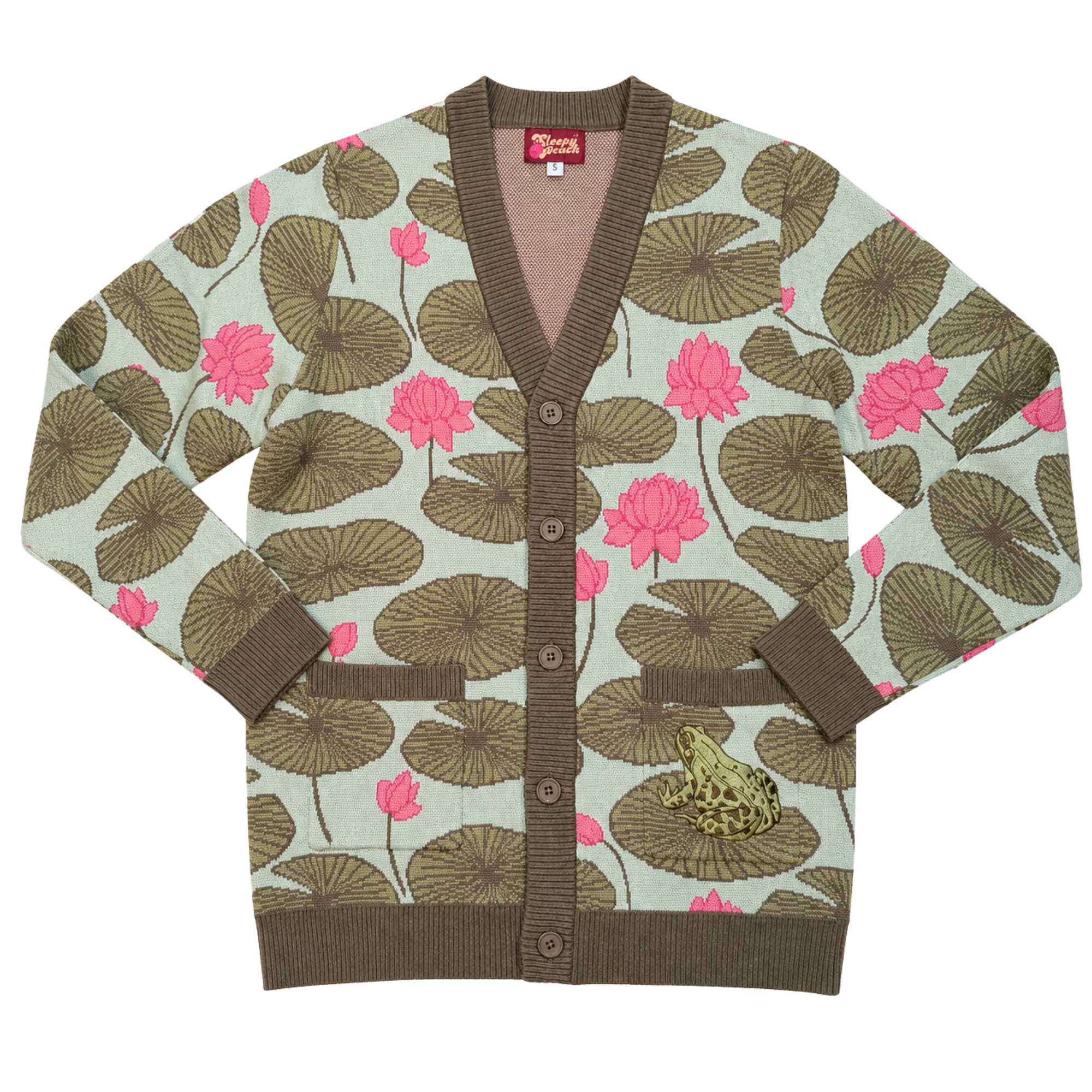 Lily Pad with Frog Cardigan - Sleepy Peach 811