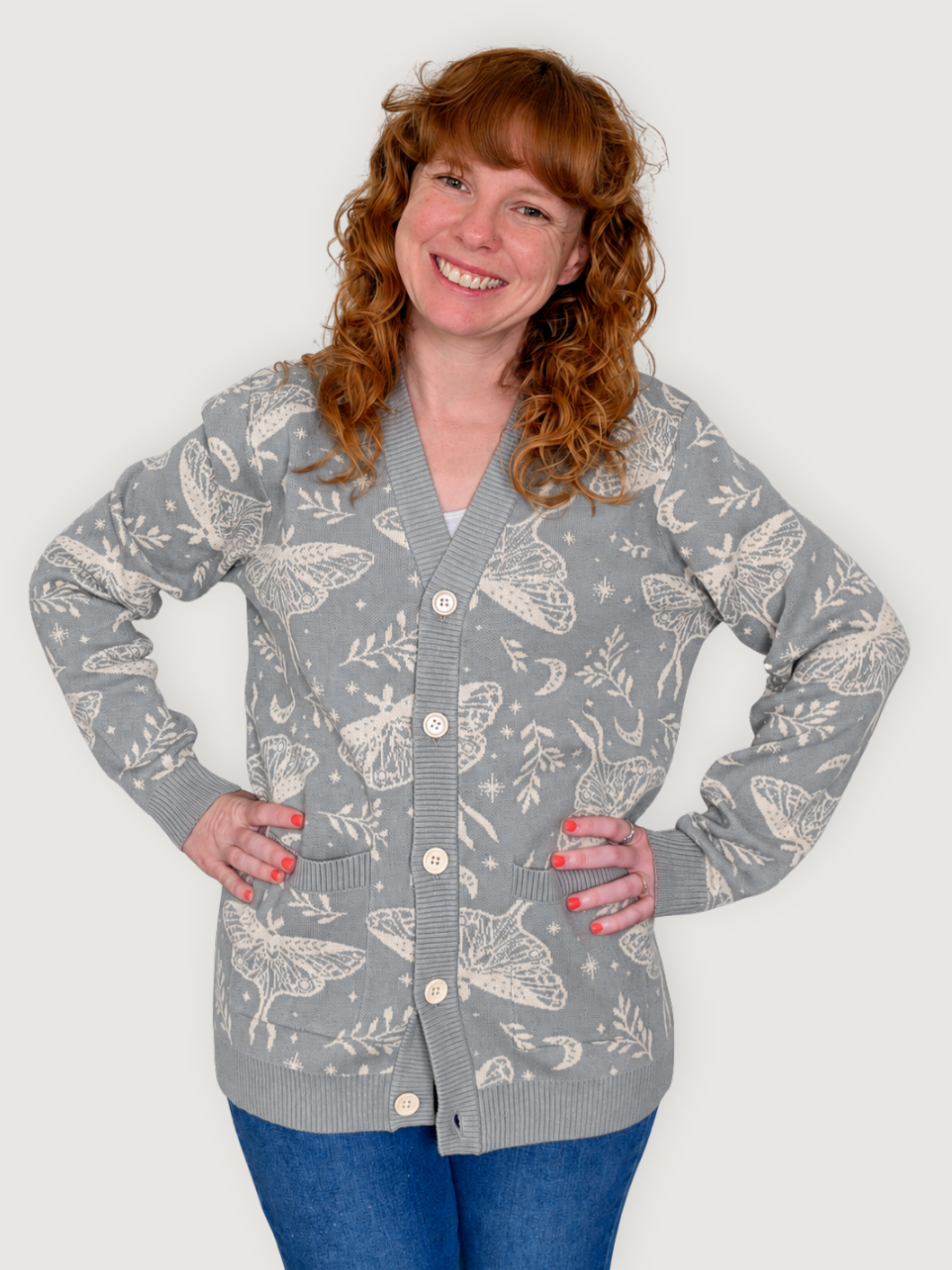 Luna Moth Cardigan - Sleepy Peach