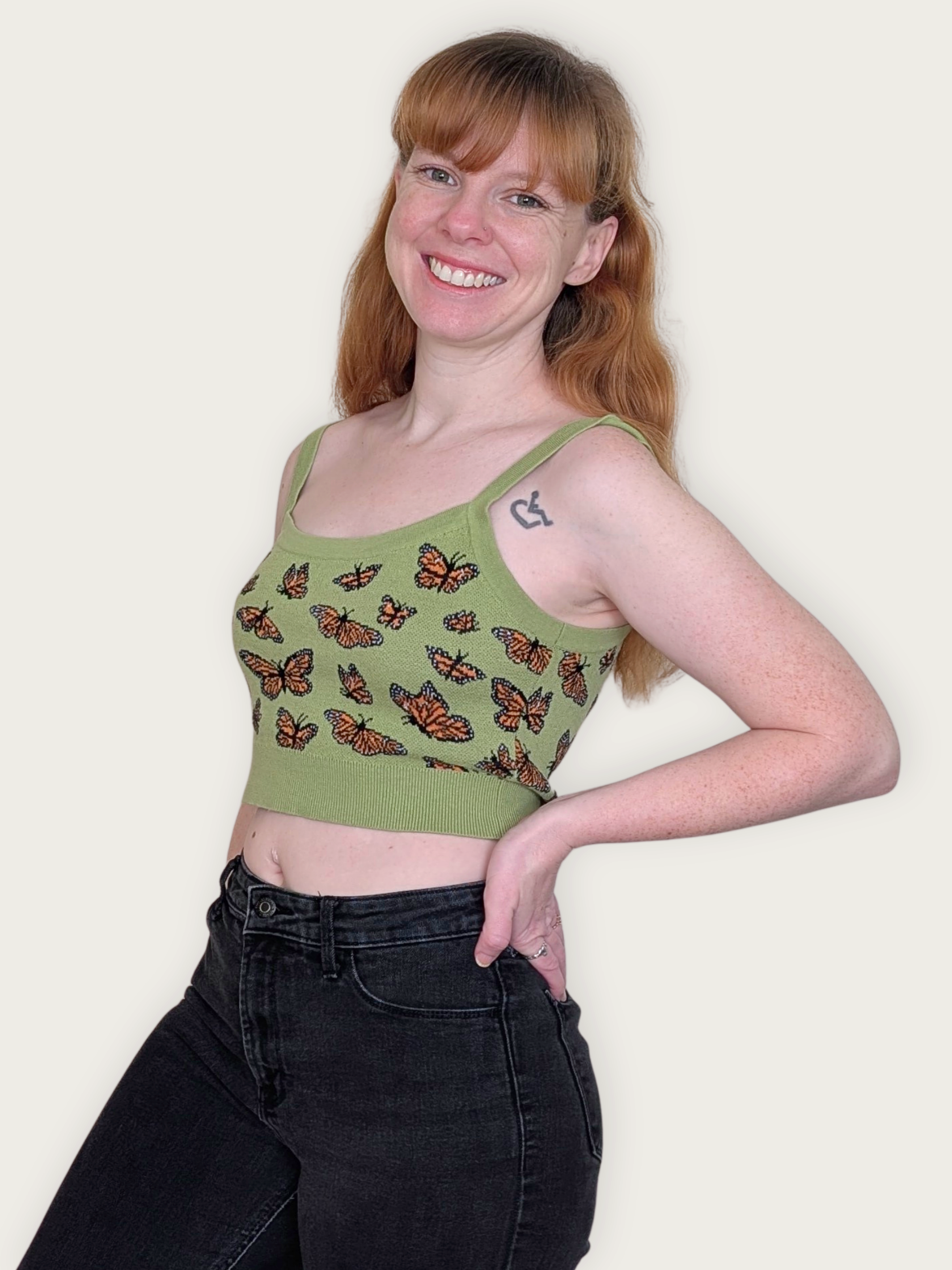 Sleepy Peach - Monarch Butterfly Crop Top