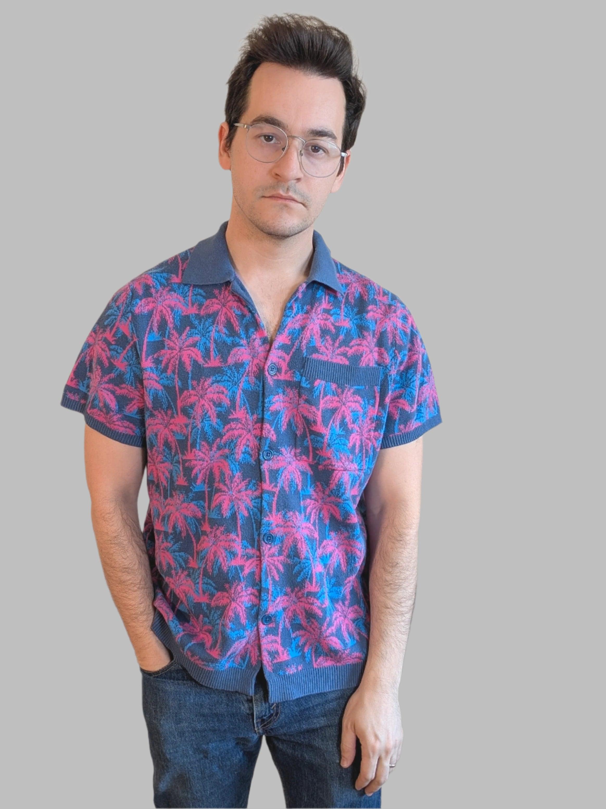 Vaporwave Sunset Button Up - Sleepy Peach