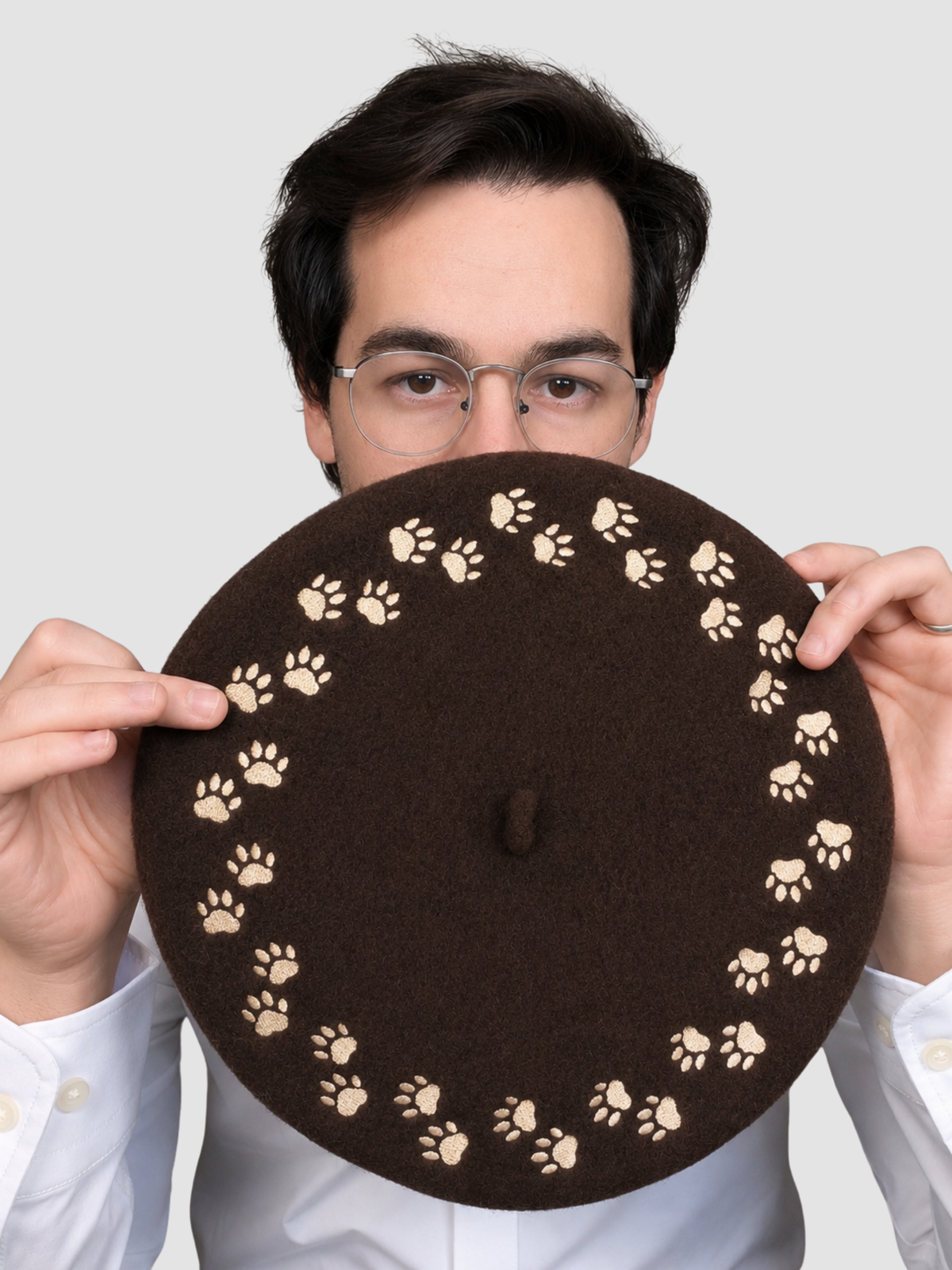Paw Print Beret - Sleepy Peach
