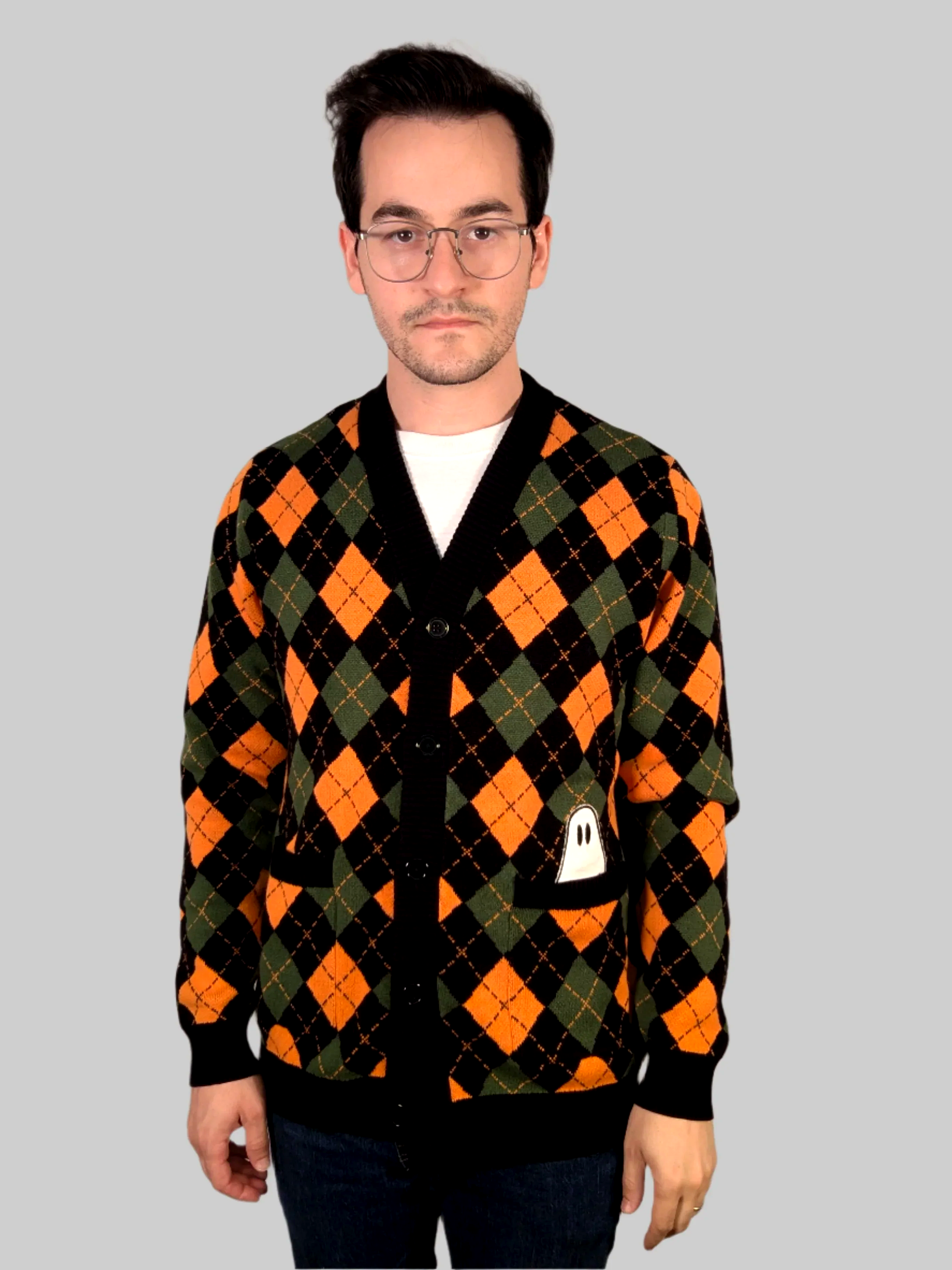 Sleepy Peach - Pocket Ghost Halloween Cardigan