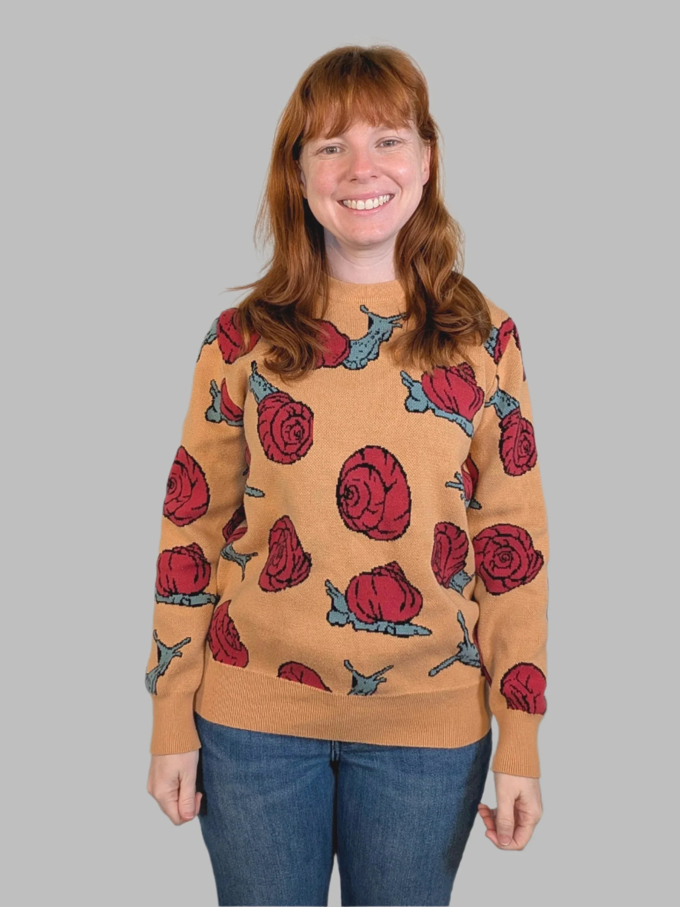 Snails Just Wanna Have Fun Sweater - Sleepy Peach