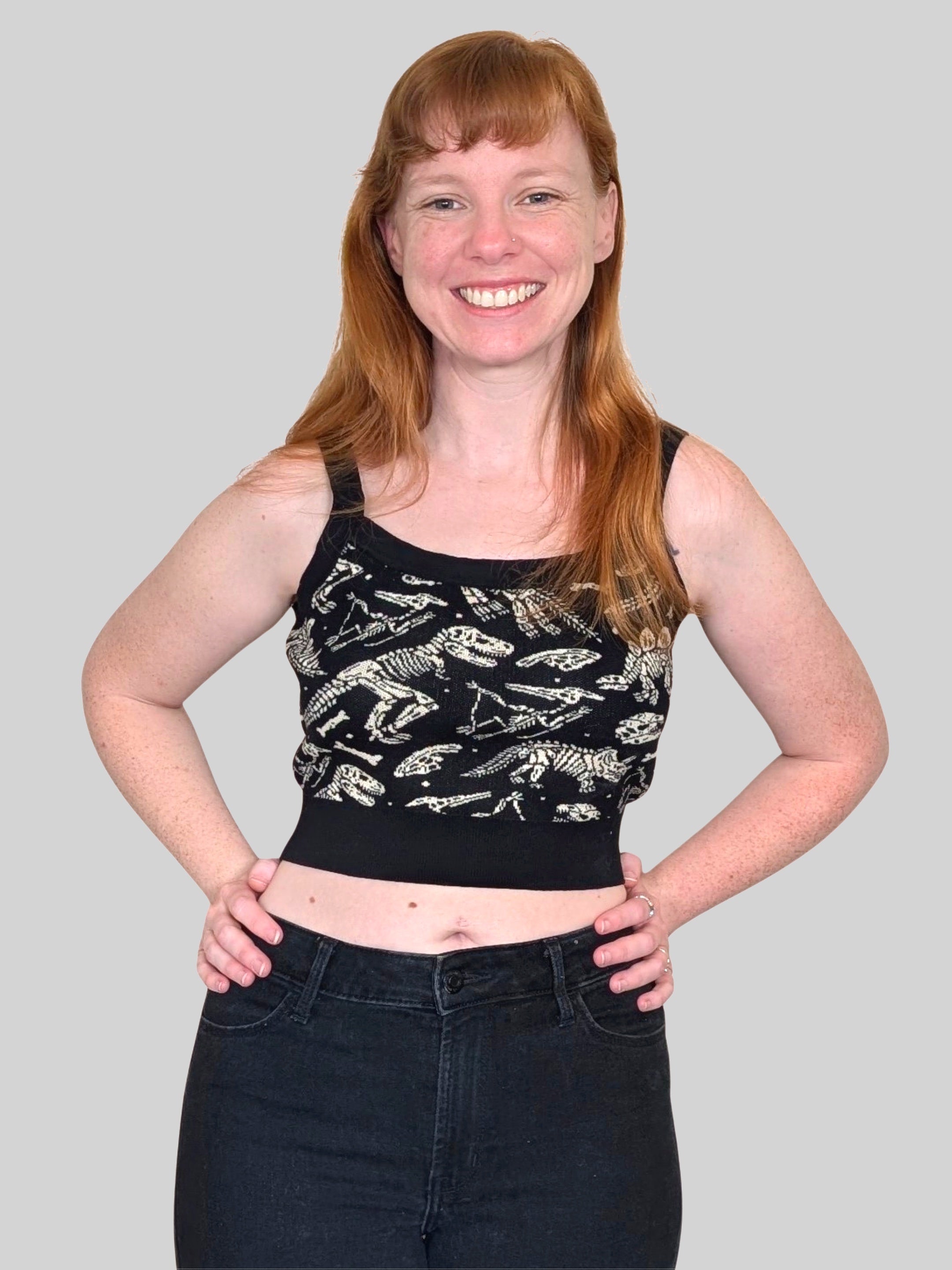 Sleepy Peach - Dinosaur Fossil Crop Top