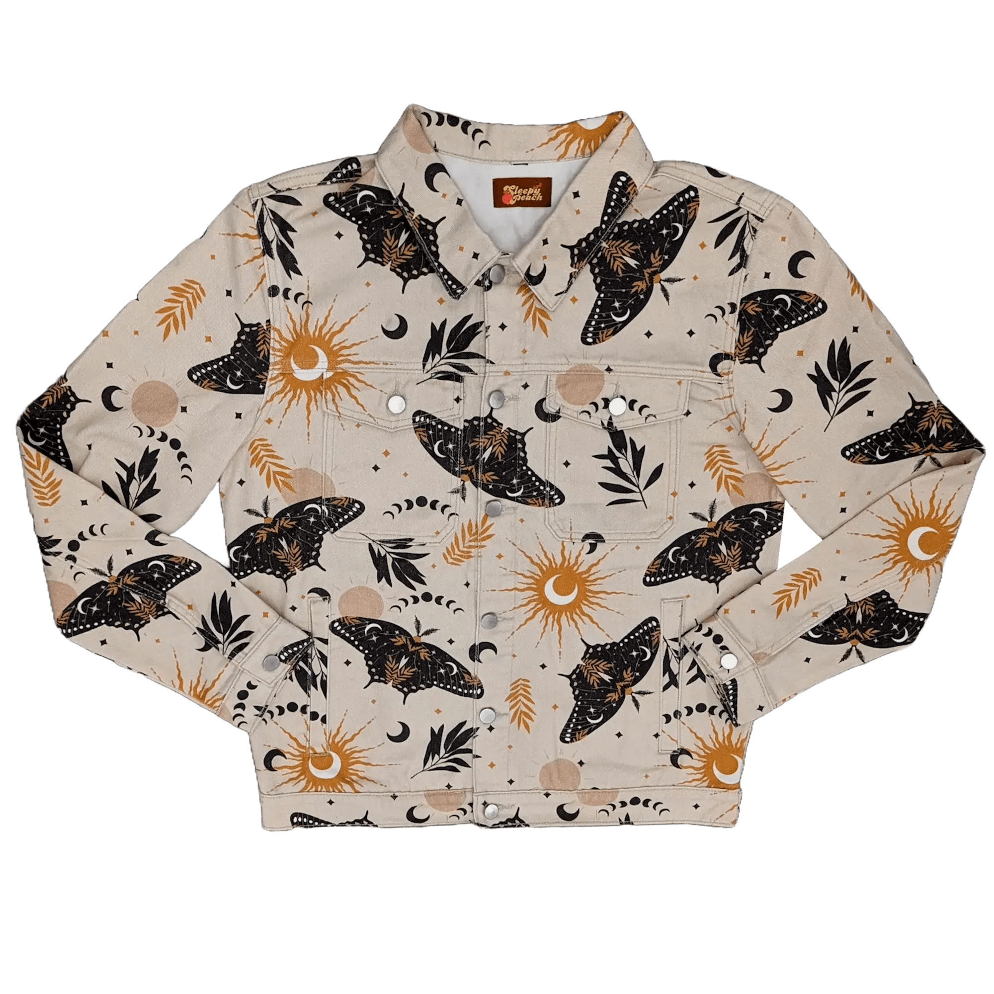Celestial Moth Denim Jacket - Sleepy Peach
