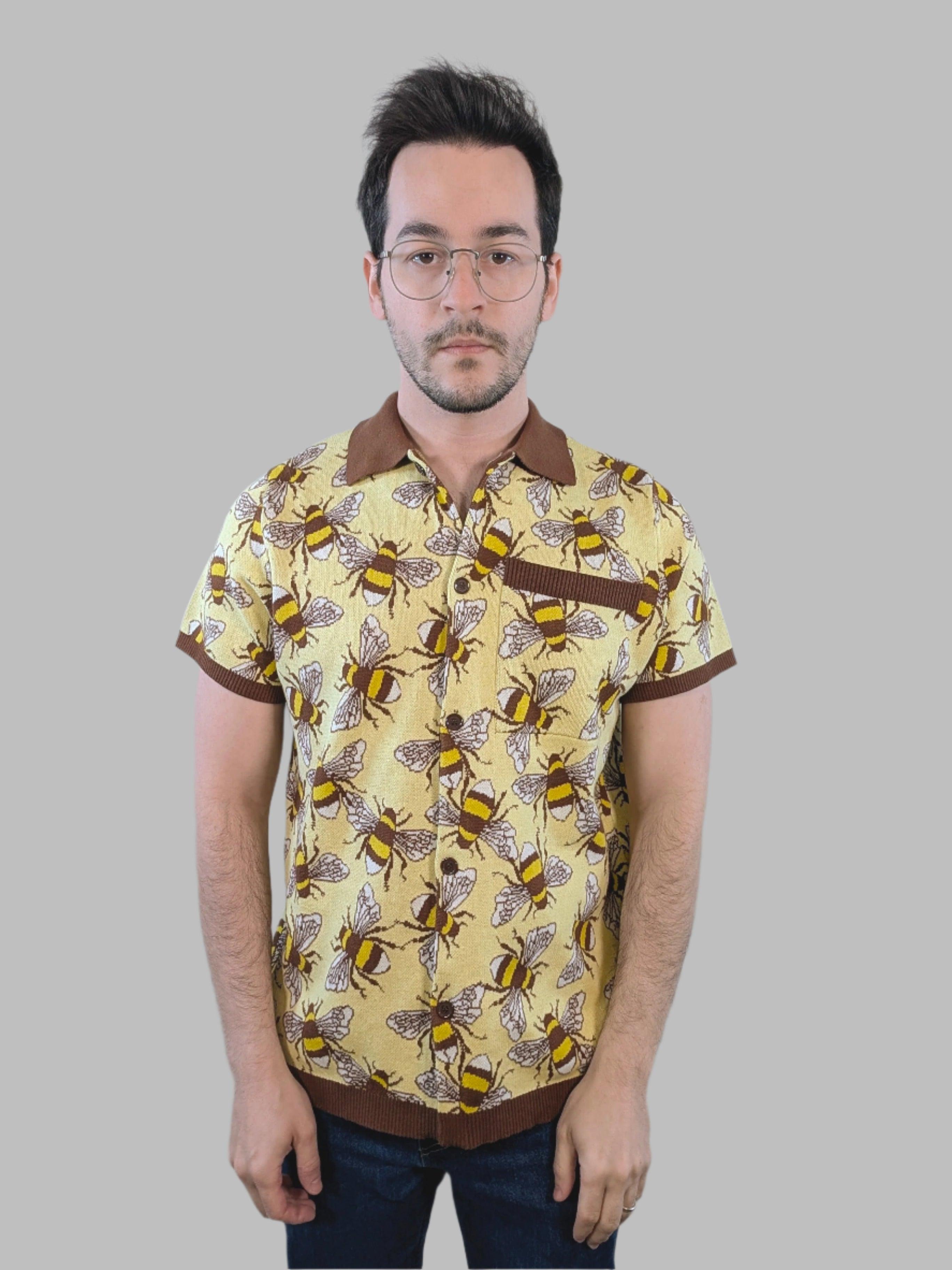 Bumblebee Button Up - Sleepy Peach